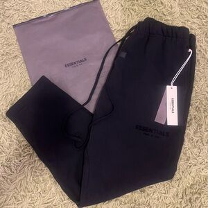 Black Uncuffed Essential Sweats